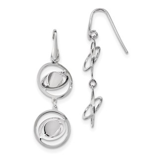 Sterling Silver Rhodium-plate Twisted Circles Shepherd Hook Earrings