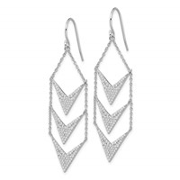 Sterling Silver Rhodium-plated CZ Fancy Dangle Shepherd Hook Earrings view 2
