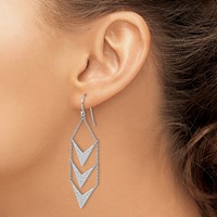 Sterling Silver Rhodium-plated CZ Fancy Dangle Shepherd Hook Earrings view 3
