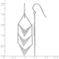 Sterling Silver Rhodium-plated CZ Fancy Dangle Shepherd Hook Earrings view 4
