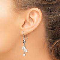 Sterling Silver Polished White 5-9mm Baroque Freshwater Cultured Pearl and Moonstone Fancy Dangle Earrings view 3
