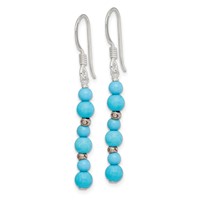 Sterling Silver Polished Dyed Howlite & Recon. Magnesite Dangle Earrings view 2