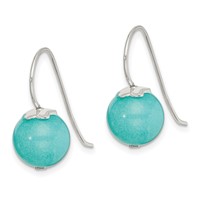 Sterling Silver Polished 10mm Round Blue Quartz Dangle Earrings view 2