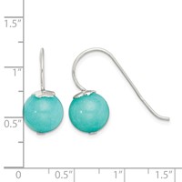 Sterling Silver Polished 10mm Round Blue Quartz Dangle Earrings view 4