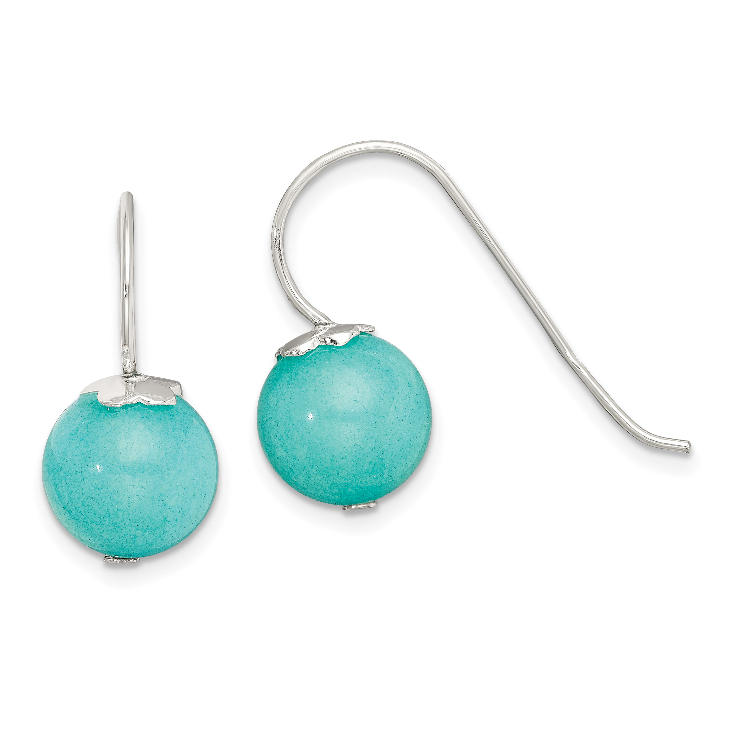 Sterling Silver Polished 10mm Round Blue Quartz Dangle Earrings (QE13111)