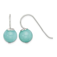 Sterling Silver Polished 10mm Round Blue Quartz Dangle Earrings view 1