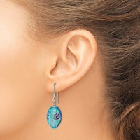 Sterling Silver Polished Hematite & Abstract Glass Dangle Earrings view 3