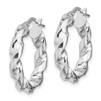 Sterling Silver Rhodium-plated 4x 14mmTwisted Hoop Earrings view 2