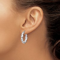 Sterling Silver Rhodium-plated 4x 14mmTwisted Hoop Earrings view 3