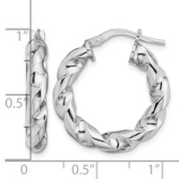 Sterling Silver Rhodium-plated 4x 14mmTwisted Hoop Earrings view 4