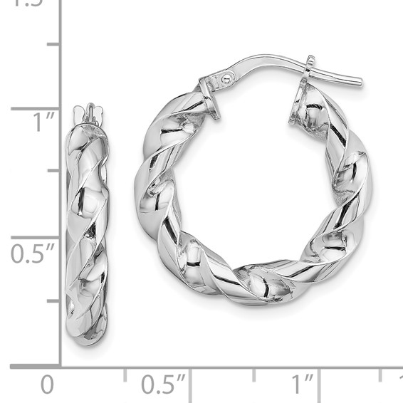 Sterling Silver 4mm Twisted Hoop Earrings
