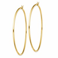 Sterling Silver Gold-Tone Polished 2x 70mm Hoop Earrings view 2
