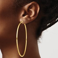 Sterling Silver Gold-Tone Polished 2x 70mm Hoop Earrings view 3