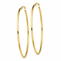 Sterling Silver Gold-Tone Polished 2x 65mm Hoop Earrings view 2