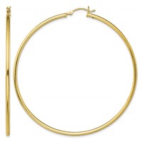 Sterling Silver Gold-Tone Polished 2x 65mm Hoop Earrings view 1
