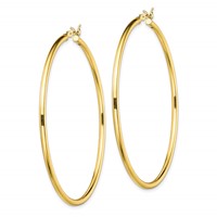 Sterling Silver Gold-Tone Polished 2x55mm Hoop Earrings view 2