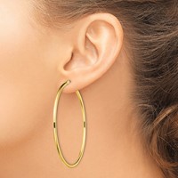 Sterling Silver Gold-Tone Polished 2x55mm Hoop Earrings view 3