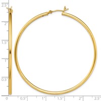 Sterling Silver Gold-Tone Polished 2x55mm Hoop Earrings view 4