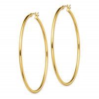 Sterling Silver Gold-Tone Polished 2x 60mm Hoop Earrings view 2