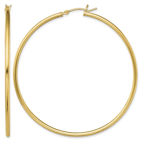 Sterling Silver Gold-Tone Polished 2x 60mm Hoop Earrings