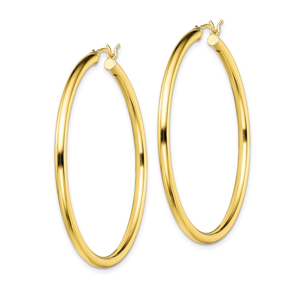 Sterling Silver Gold-Tone Polished 2x45mm Hoop Earrings (QE13136)