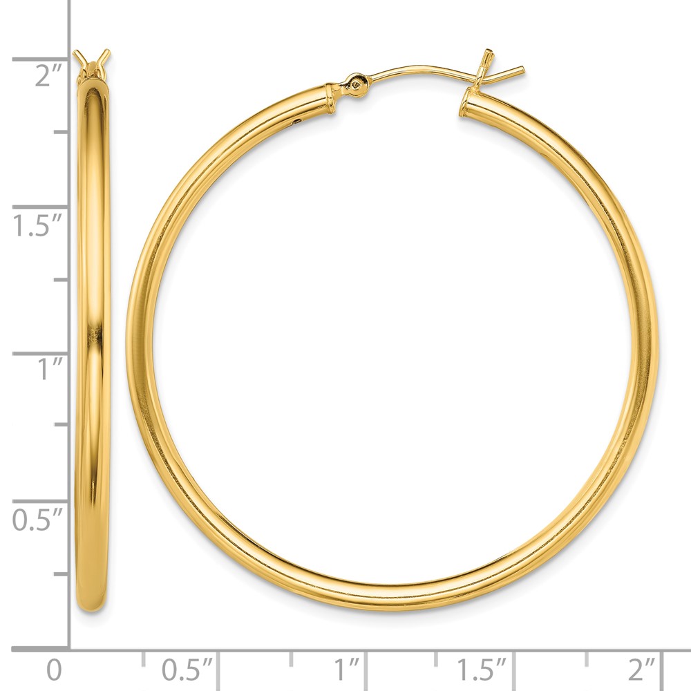 Sterling Silver Gold-Tone Polished 2x45mm Hoop Earrings (QE13136)