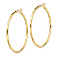 Sterling Silver Gold-Tone Polished 2x 50mm Hoop Earrings view 2