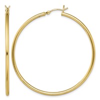 Sterling Silver Gold-Tone Polished 2x 50mm Hoop Earrings view 1
