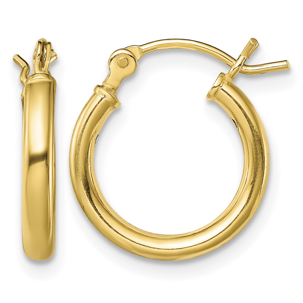 Sterling Silver Gold-Tone Polished 2x14mm Hoop Earrings (QE13138)