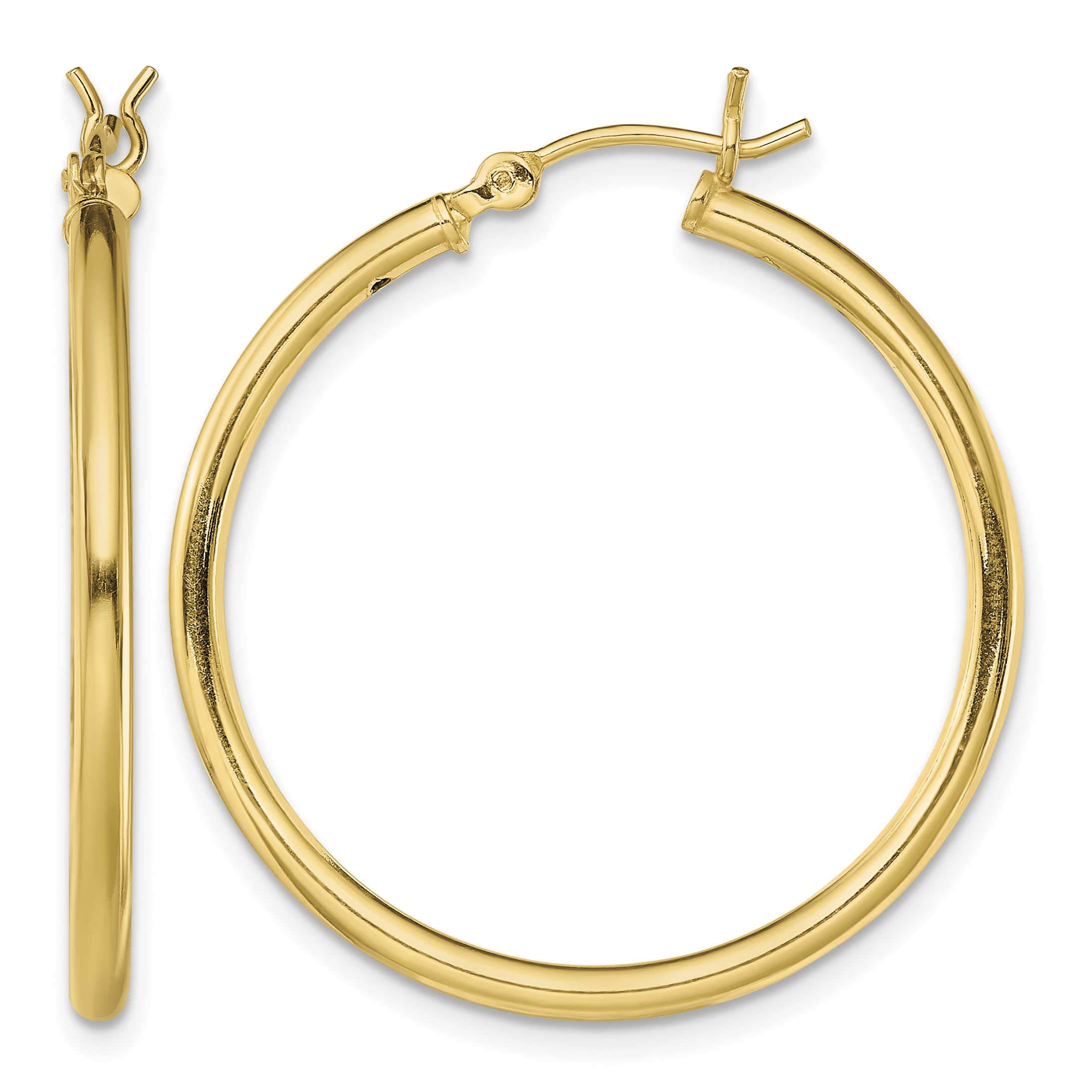 Sterling Silver Gold-Tone Polished 2x30mm Hoop Earrings (QE13139)