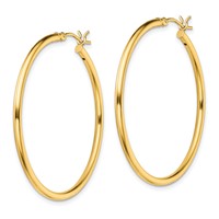 Sterling Silver Gold-Tone Polished 2x40mm Hoop Earrings view 2
