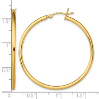 Sterling Silver Gold-Tone Polished 2x40mm Hoop Earrings view 4