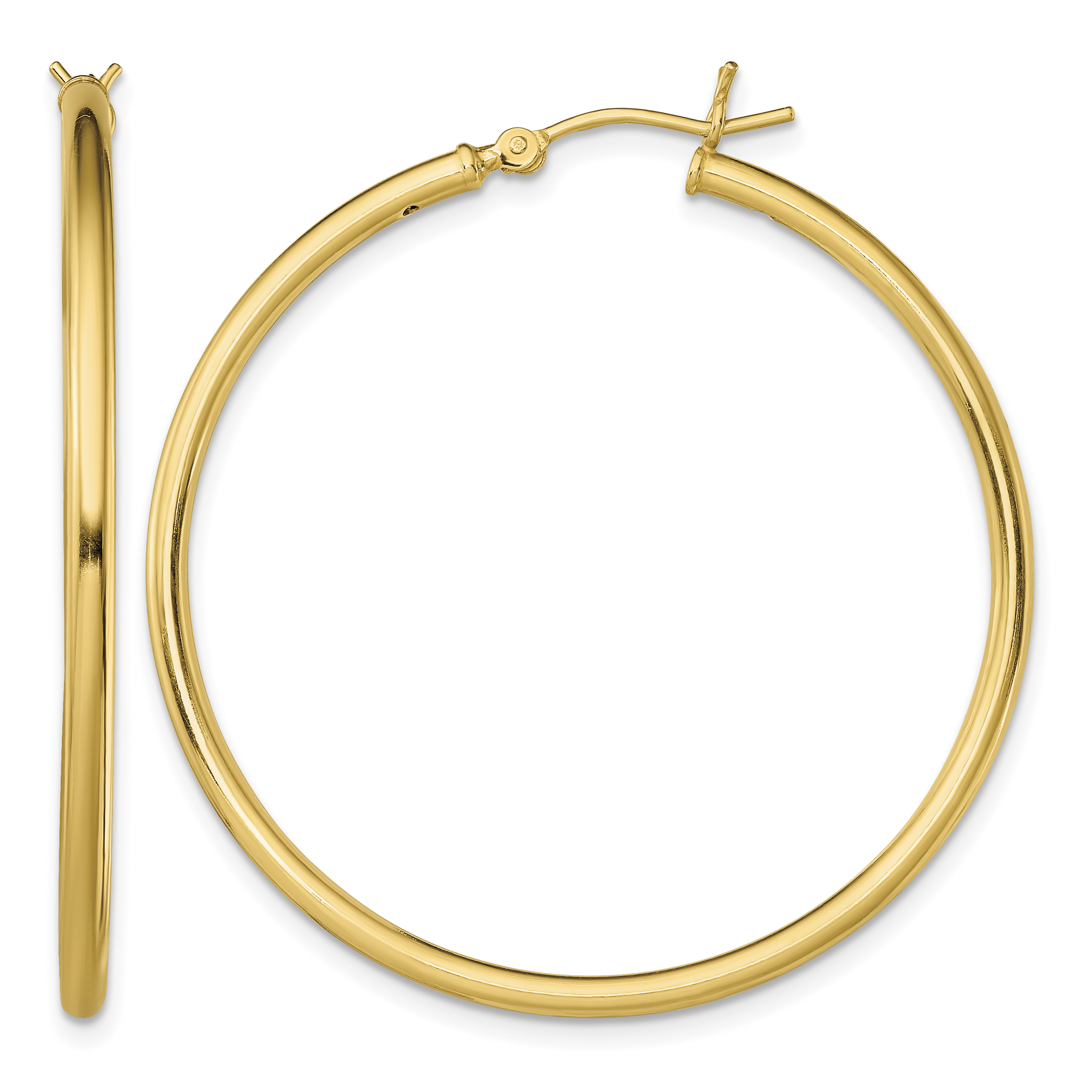 Sterling Silver Gold-Tone Polished 2x40mm Hoop Earrings (QE13140)