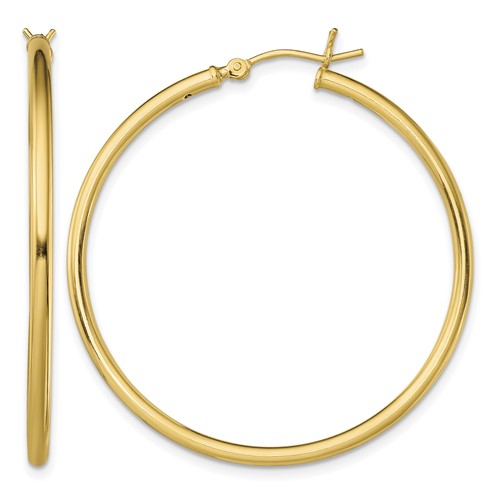 Sterling Silver Gold-Tone Polished 2x 40mm Hoop Earrings