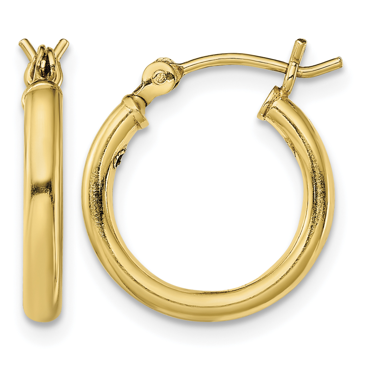 Sterling Silver Gold-Tone Polished 2x15mm Hoop Earrings (QE13141)