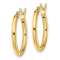 Sterling Silver Gold-Tone Polished 2x20mm Hoop Earrings view 2