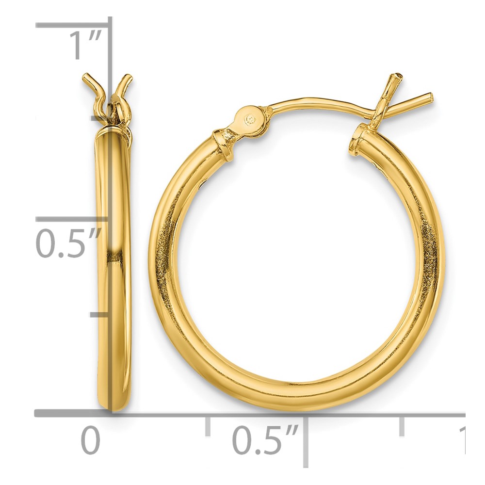 Sterling Silver Gold-Tone Polished 2x20mm Hoop Earrings (QE13142)