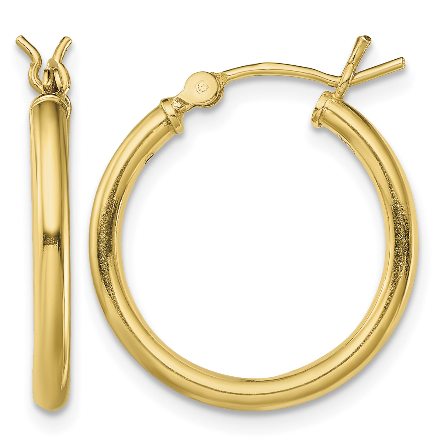 Sterling Silver Gold-Tone Polished 2x20mm Hoop Earrings (QE13142)