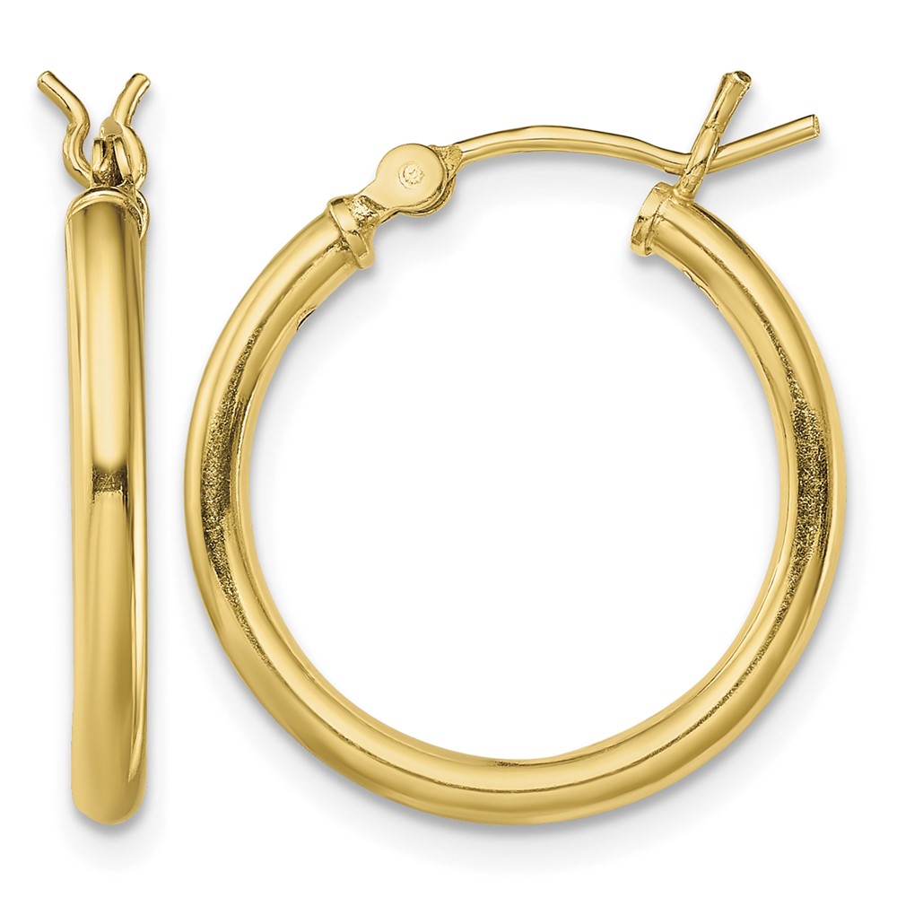 Sterling Silver Gold-Tone Polished 2x20mm Hoop Earrings (QE13142)