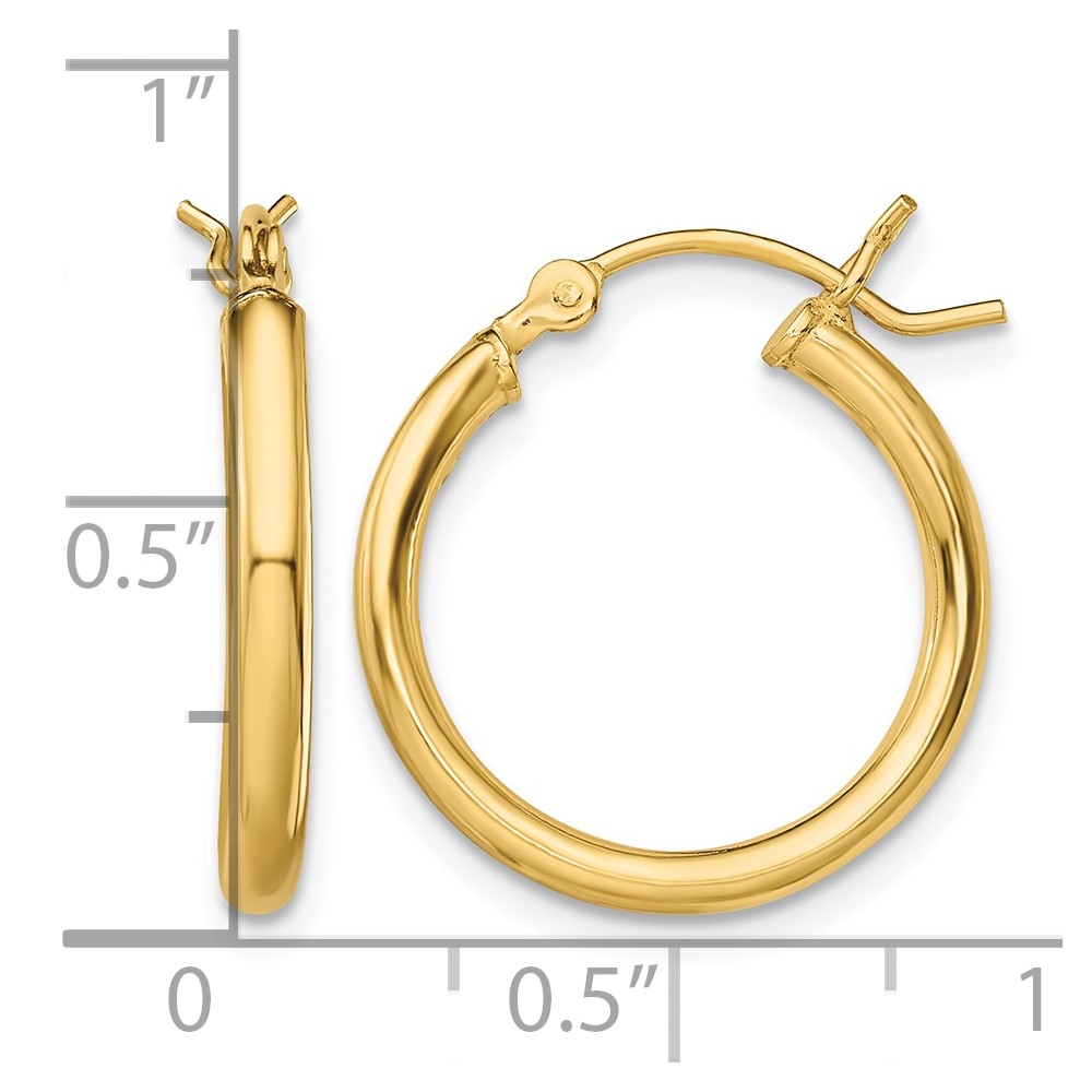Sterling Silver Gold-Tone Polished 2x18mm Hoop Earrings (QE13144)