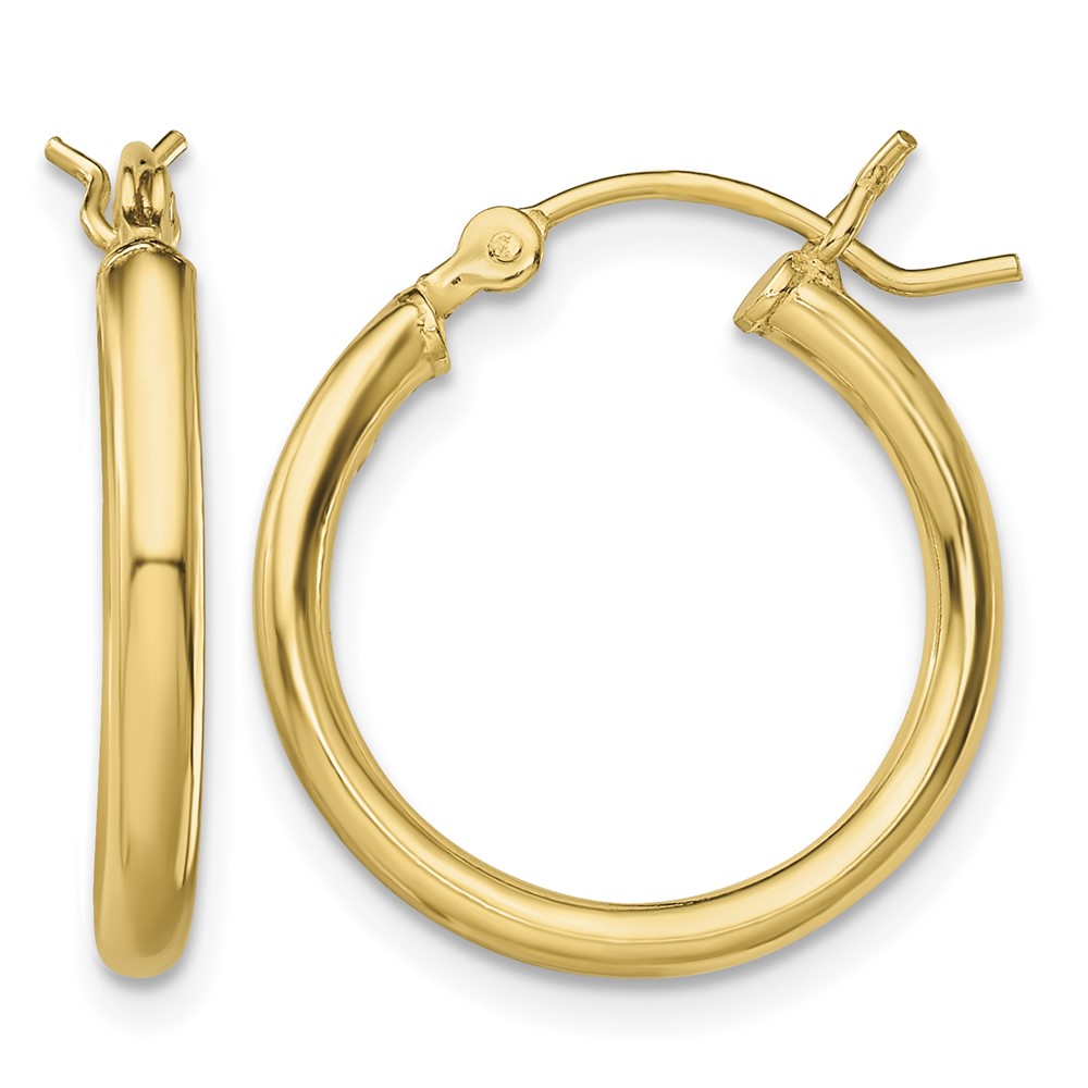 Sterling Silver Gold-Tone Polished 2x18mm Hoop Earrings (QE13144)