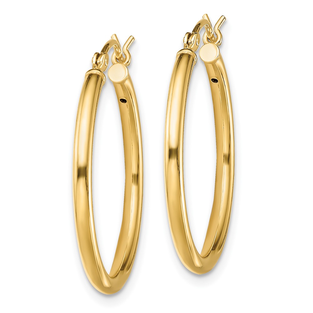 Sterling Silver Gold-Tone Polished 2x25mm Hoop Earrings (QE13145)