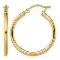Sterling Silver Gold-Tone Polished 2x 25mm Hoop Earrings view 1