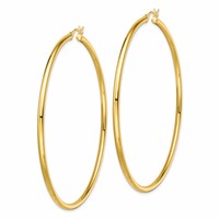 Sterling Silver Gold-Tone Polished 2.5x 70mm Hoop Earrings view 2