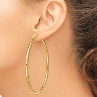 Sterling Silver Gold-Tone Polished 2.5x 70mm Hoop Earrings view 3