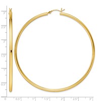 Sterling Silver Gold-Tone Polished 2.5x 70mm Hoop Earrings view 4