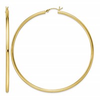 Sterling Silver Gold-Tone Polished 2.5x 70mm Hoop Earrings view 1