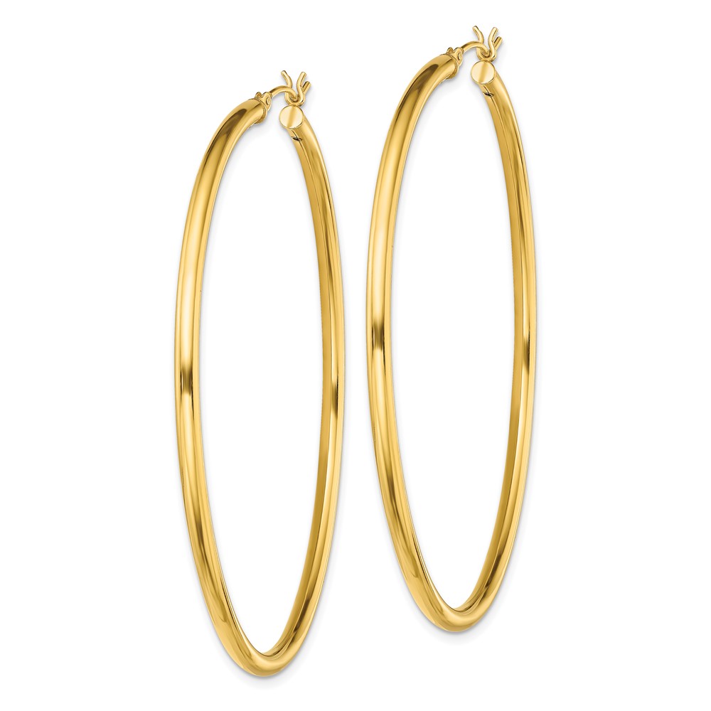 Sterling Silver Gold-Tone Polished 2.5x60mm Hoop Earrings (QE13147)