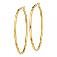 Sterling Silver Gold-Tone Polished 2.5x 60mm Hoop Earrings view 2