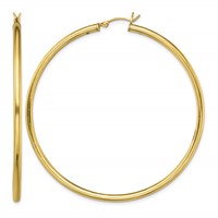 Sterling Silver Gold-Tone Polished 2.5x 60mm Hoop Earrings view 1